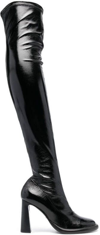 Patrizia Pepe 95mm thigh-high leather boots Black