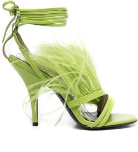 Patrizia Pepe feather-embellished 120mm sandals Green
