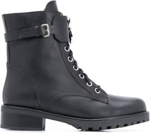 Patrizia Pepe Fly lace-up biker boots Black