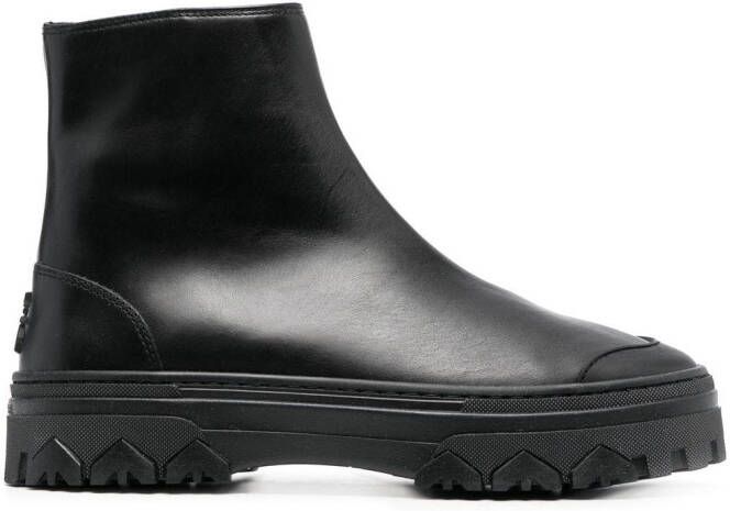 Patrizia Pepe zip-up leather ankle boots Black