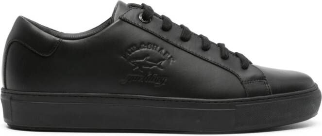 Paul & Shark logo-debossed panelled leather sneakers Black