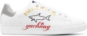 Paul & Shark logo-print leather low-top sneakers White