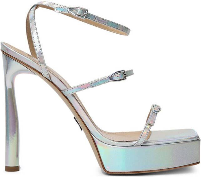 Paul Andrew Slinky 125mm iridescent platform sandals Silver