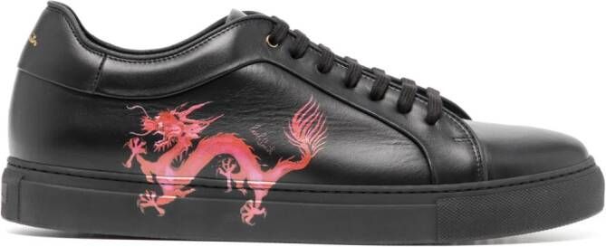 Paul Smith dragon-print leather sneakers Black