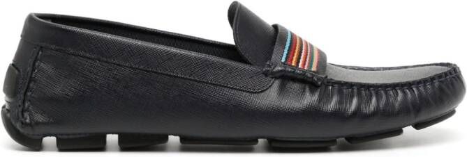 Paul Smith rainbow-stripe leather boat shoes Blue