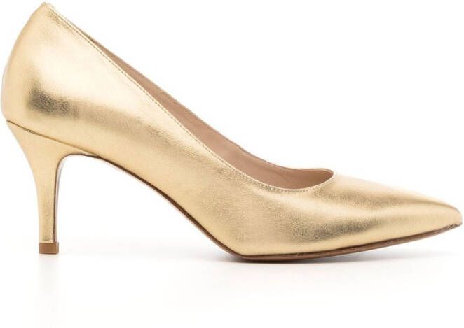 Paule Ka pointed-toe 75mm leather pumps Gold