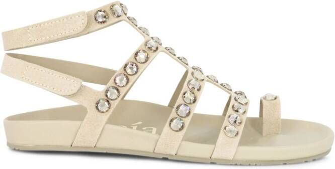Pedro Garcia Aroa crystal-embellished leather sandals White
