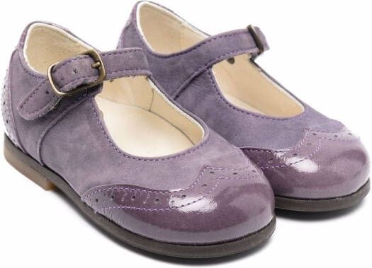 Pèpè brogue-detail buckled ballerina shoes Purple