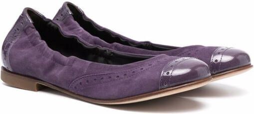 Pèpè brogue-detail suede ballerina shoes Purple