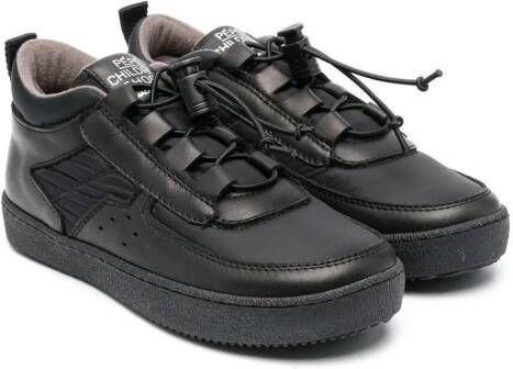 Pèpè drawcord-fastening leather sneakers Black