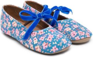Pèpè floral-print bow-detail shoes Blue