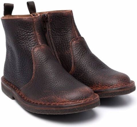 Pèpè grained leather ankle boots Brown