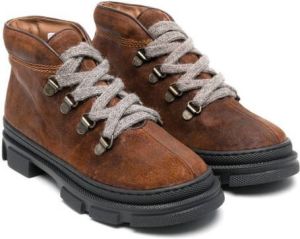 Pèpè lace-up leather ankle boots Brown