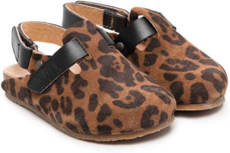 Pèpè leopard-print leather closed-toe sandals Brown