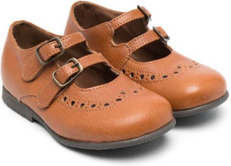 Pèpè Marie double-strap ballerina shoes Brown