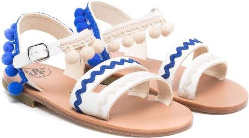 Pépé Kids Cecilia pompom sandals White