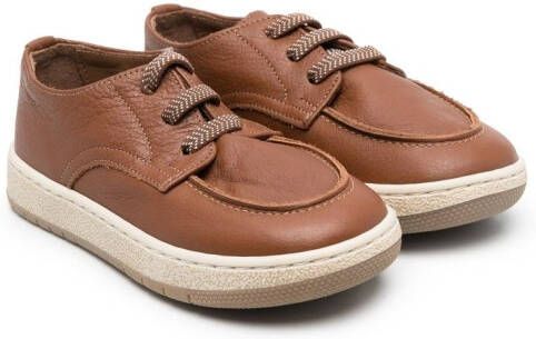Pépé Kids lace-up leather loafers Brown