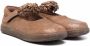 Pèpè ruffled-strap suede ballerina shoes Brown - Thumbnail 1