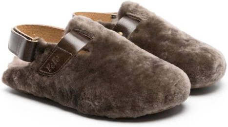 Pèpè slingback fleece slippers Brown