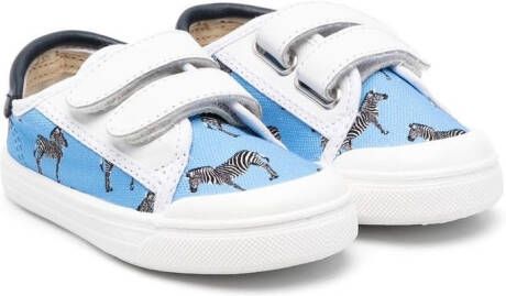 Pèpè zebra-print touch-strap trainers Blue