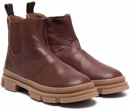 Pèpè zipped leather boots Brown