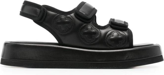 Peserico embossed-logo quilted leather sandals Black