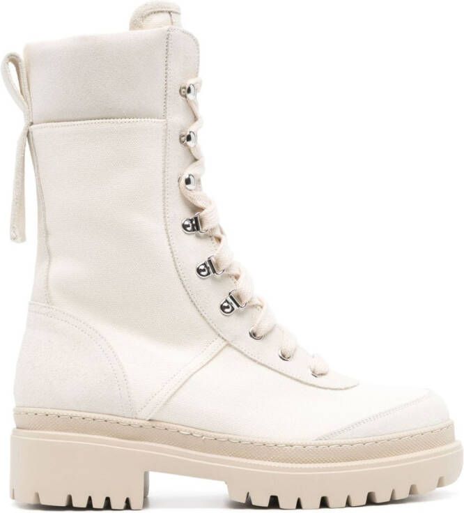 Peserico logo-patch combat boots Neutrals
