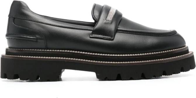 Peserico Punto Luce-chain leather loafers Black