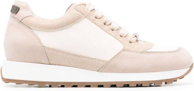 Peserico Punto Luce-chain leather sneakers Neutrals
