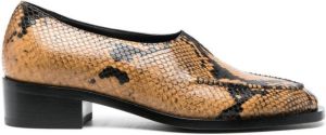 Peter Do snakeskin-print pointed toe loafers Yellow