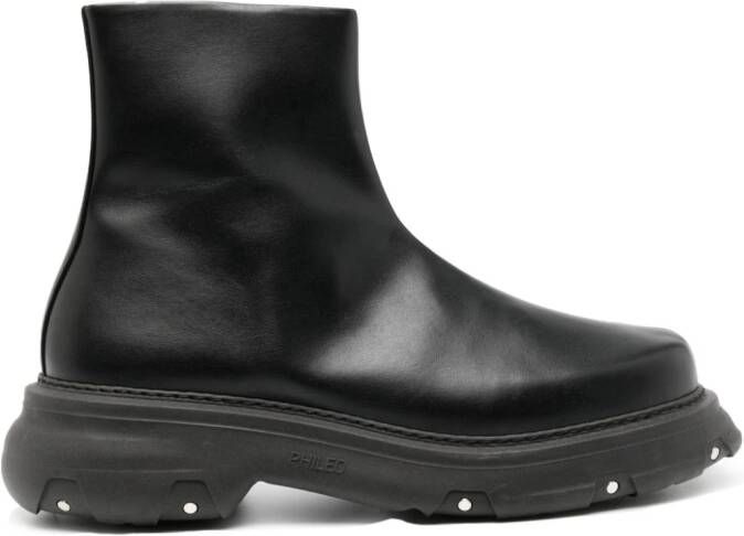 PHILEO Trucker leather ankle boots Black