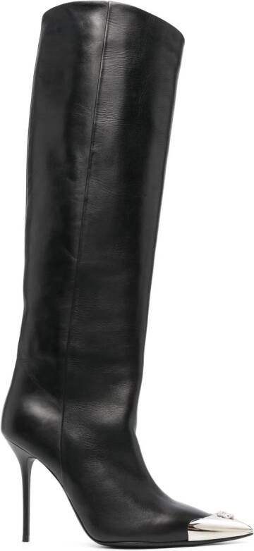 Philipp Plein 110mm skull-detail leather boots Black