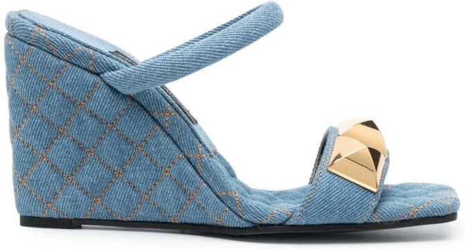 Philipp Plein 110mm stud-detail wedge sandals Blue