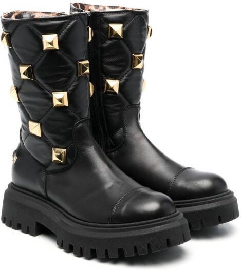 Philipp Plein 40mm studded leather boots Black