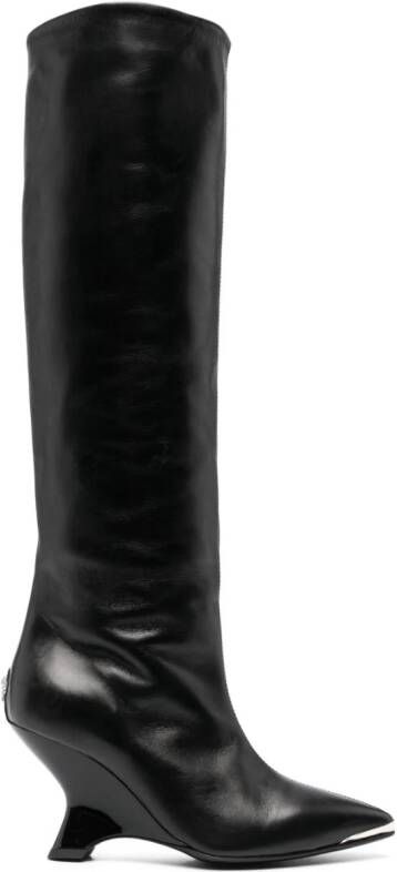 Philipp Plein 90mm sculpted-heel leather boots Black