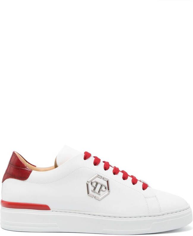 Philipp Plein Cocco Hexagon low-top leather sneakers Red