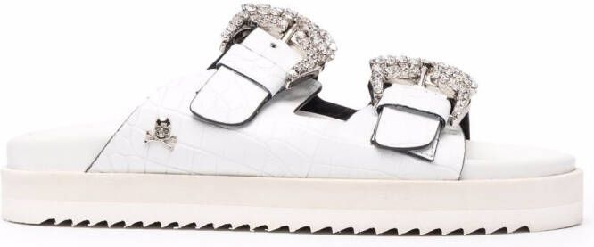 Philipp Plein Cocco leather sandals White