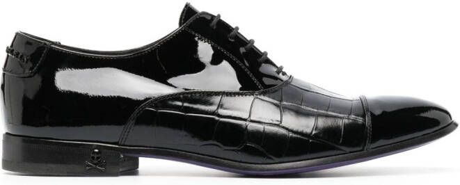 Philipp Plein crocodile-effect leather oxford shoes Black