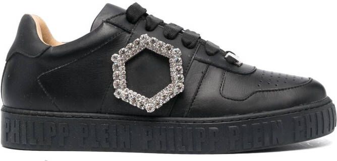 Philipp Plein crystal-detailed leather sneakers Black