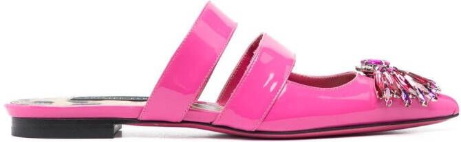 Philipp Plein crystal-embellished flat mules Pink