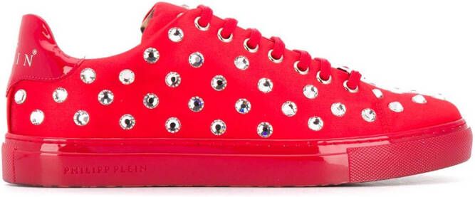 Philipp Plein crystal embellished low-top sneakers Red