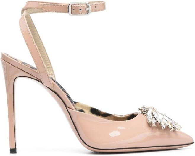 Philipp Plein crystal-embellished patent leather pumps Neutrals