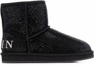 Philipp Plein crystal-embellished shearling boots Black