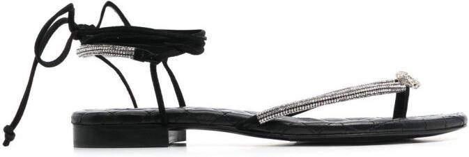 Philipp Plein crystal-embellished skull sandals Black