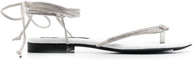 Philipp Plein crystal-embellished skull sandals White
