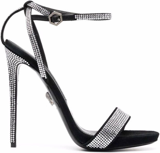Philipp Plein crystal-embellished suede sandals Black