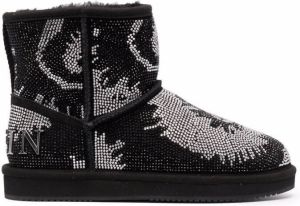 Philipp Plein embellished flat boots Black