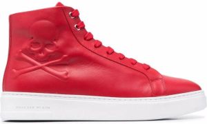 Philipp Plein embossed-skull high-top sneakers Red