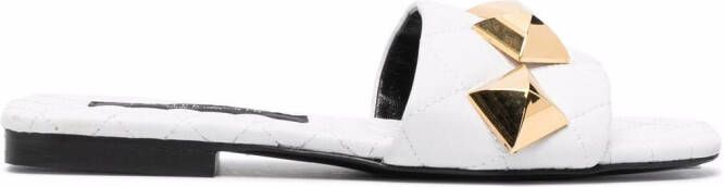 Philipp Plein flat studded matelassè sandals White