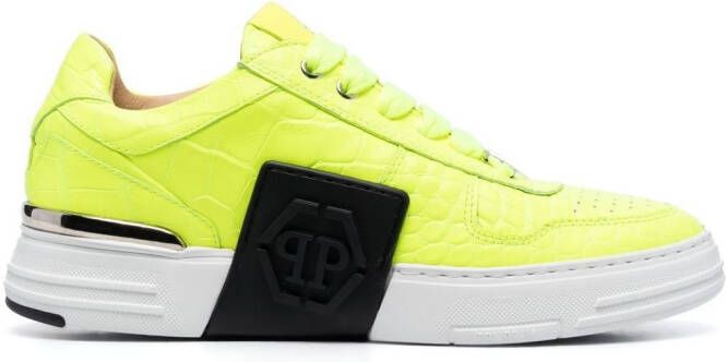 Philipp Plein Hexagon-patch low-top sneakers Yellow